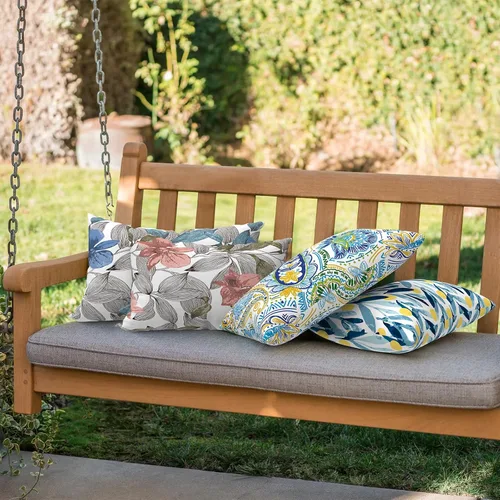 Miniatura 412 de Juego de 2 almohadas para exteriores de 16 x 16 pulgadas, repelentes al agua con interiores, para muebles de patio, hogar, jardín, geometría bohemia