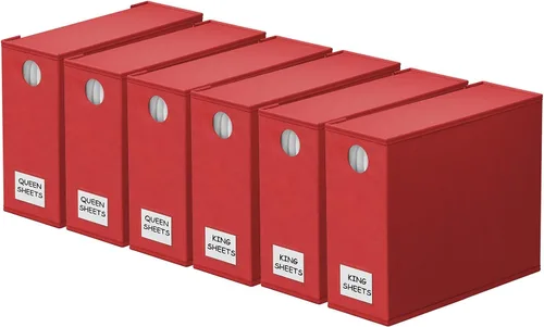 Miniatura 22 de SpaceAid Paquete de 6 organizadores y almacenamiento de sábanas, organizador de sábanas plegable con ventana para armario de lino, juego de carpetas