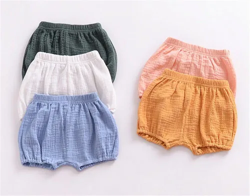 Miniatura 3 de LOOLY Baby Bloomers - Pantalones cortos unisex de mezcla de lino y algodón para bebés y niñas