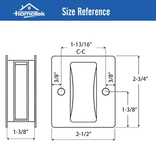 Miniatura 2 de HOMOTEK Paquete de 2 tiradores de privacidad para puerta, sin placa de interruptor, reemplaza los tiradores de paso viejos o dañados, 2-3/4 x 2-1/2