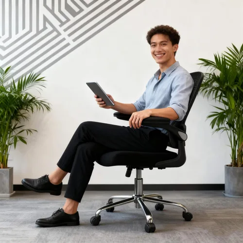 Miniatura 9 de Logicfox Silla de oficina ergonómica con soporte lumbar 2D adaptable y brazos abatibles, silla de escritorio de malla transpirable para aliviar