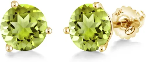 Miniatura 14 de Gem Stone King Aretes de Martini de oro amarillo de 14 quilates Aretes de tuerca de 3 puntas para mujeres y hombres Redondos de 0.236 pulgadas