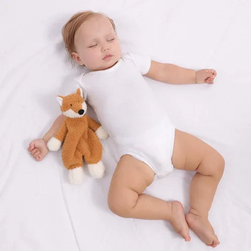 Miniatura 3 de Apricot Lamb Manta de seguridad de animales de peluche, diseño de zorro amarillo, manta de personaje para guardería, felpa de lujo para acurrucarse