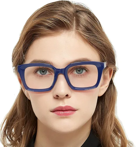 MARE AZZURO Anteojos de lectura de gran tamaño para mujeres retro cuadrados lectores 100 125 150 175 200 225 250 275 300 350 400 500 600 (azul