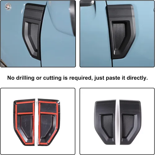Miniatura 4 de Cubiertas de ventilaciones laterales del guardabarros del automóvil, tira de moldura compatible con Ford Maverick 2022-2025 2026, fibra de carbono