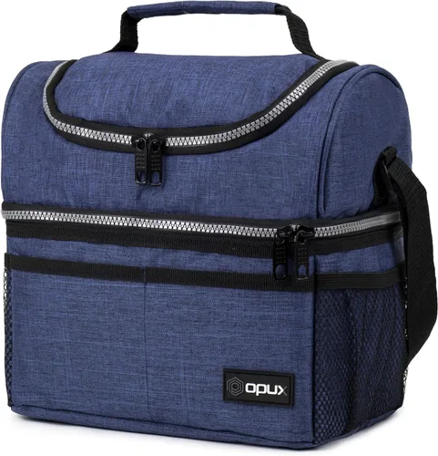 Miniatura 15 de OPUX Lonchera para mujeres, bolsa de almuerzo grande aislada para adultos, trabajo, doble cubierta, lonchera para preparar comidas, compartimento