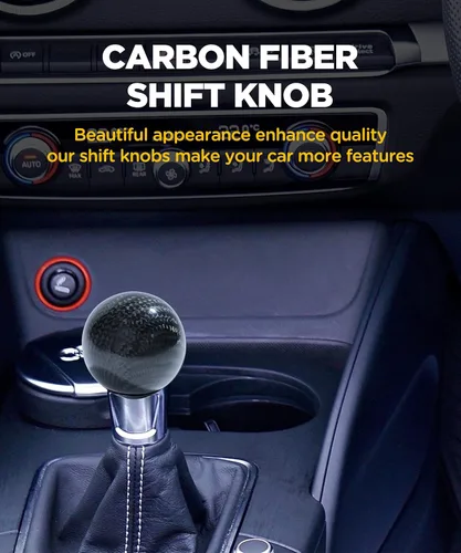 Miniatura 6 de SUJADE YAKEFLY - Palanca de cambios universal, perilla redonda de fibra de carbono con 3 adaptadores de aluminio, perilla de cambio automática
