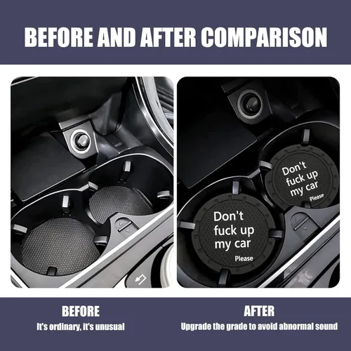 Miniatura 6 de UGSHY 2 unidades de posavasos para tazas de coche, 2.75" de PVC antideslizante y aislante con diseño de nido de abeja, decoración, "No estropees mi