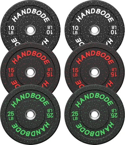 HANDBODE Juego de discos de peso de 2 pulgadas de alto rebote, juego de discos olímpicos de 45/100/160/190/260/300 libras, juego de discos de peso