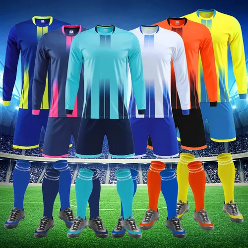 Miniatura 2 de VIPOKO Personalizar camiseta de fútbol pantalones cortos de manga larga para hombres y niños Número de nombre personalizado uniforme
