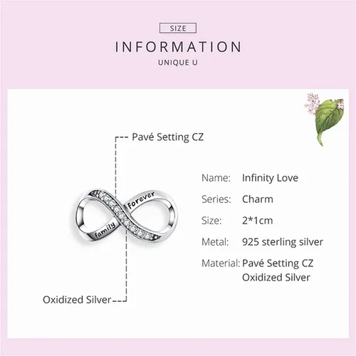 Miniatura 35 de Abalorios de plata de ley para pulseras, collares, familia para siempre, circonita cúbica, regalo de joyería para mujeres