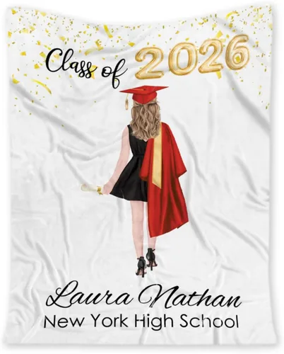 Mantas personalizadas para la clase de 2025 – Manta personalizada para graduado – Sherpa o forro polar – Tamaño personalizado – Regalo de graduación