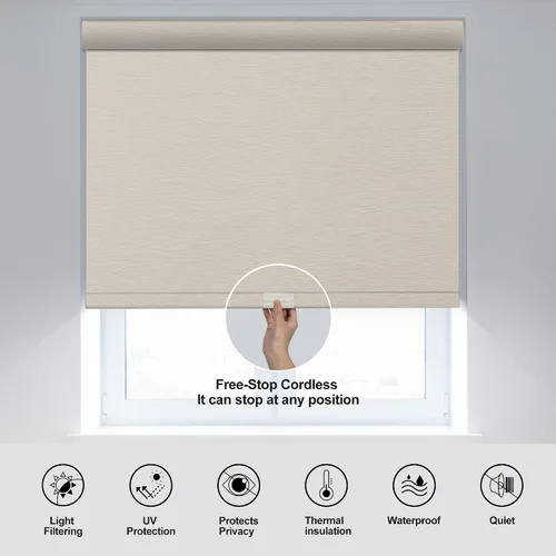 Miniatura 8 de Boolegon Persianas enrollables opacas para ventanas, inalámbricas, persianas enrollables para ventanas, tela aislante térmica, protección UV