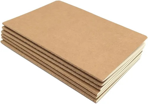 Miniatura 8 de ALIMITOPIA Paquete de 6 cuadernos de tapa blanda marrón, encuadernado con hilo, cuaderno de notas, tamaño A5 (5.5 x 8.3 pulgadas), 30 hojas