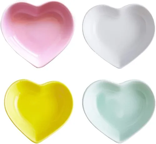 Miniatura 10 de Regalos de San Valentín para ella, lindos cuencos de cerámica con forma de corazón, mini condimento lateral, platos para condimentos, sushi, soja