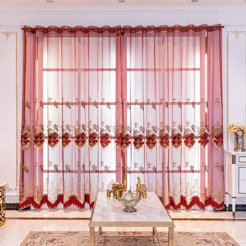Miniatura 11 de ELKCA Cortina de Chenille Bordada Beige de Estilo Europeo para Sala de Estar, Elegantes Cortinas Florales de Chenille para Dormitorio, Parte