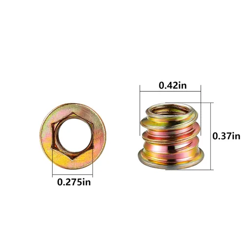 Miniatura 2 de Wensilon 1/4 "-10 200 piezas de insertos roscados para madera hexagonal, insertos de madera, tuercas para muebles