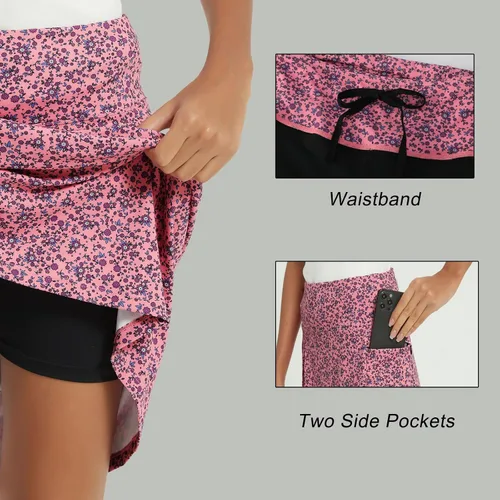 Miniatura 38 de NOOYME Falda pantalón de 28 pulgadas para mujer con 3 bolsillos, modesta, longitud hasta la rodilla, atlética, midi