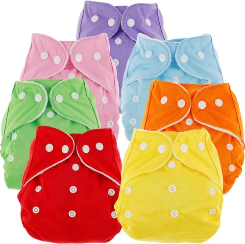 Miniatura 7 de 7 pañales de tela para bebé, pañales de bolsillo reutilizables, lavables, ajustables, súper absorbentes, pañales cómodos multicolor, pañales