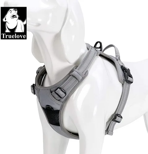 Miniatura 6 de TRUE LOVE Arnés Ajustable Sin Tirones para Perro Chaleco Reflectante para Cachorro Arneses Control Cómodo Colores Brillantes Truelove Gris