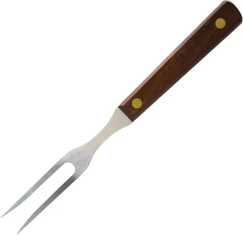Lamson Tenedor de 7 pulgadas con 2 púas, tenedores de acero inoxidable de alto carbono, mango de nogal remachado, versátil utensilio de cocina para