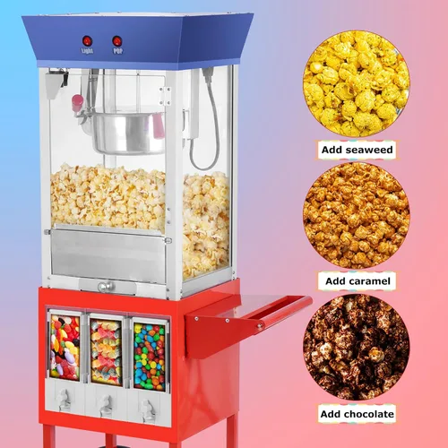 Miniatura 3 de Máquina para hacer palomitas de maíz, 8 onzas, estilo teatro, portátil, portátil, con tres dispensadores de caramelos y granos de almacenamiento