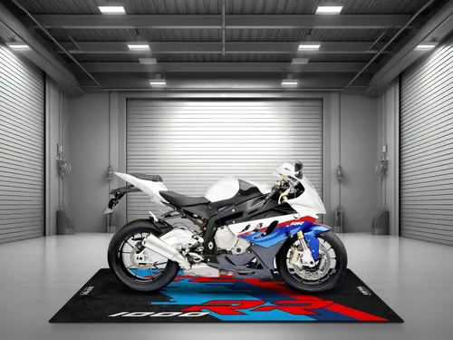 Miniatura 8 de Alfombra de estacionamiento para S1000RR modelo de motocicleta, pantalla y tapete para pozo, lavable antideslizante para garaje y sala de exposición