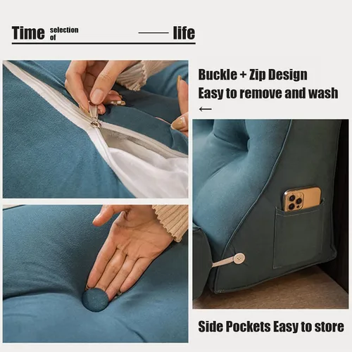 Miniatura 5 de Almohada de lectura triangular con cuña para cabecero y reposo de cama, cojín de apoyo para la espalda para leer, jugar, ver la televisión