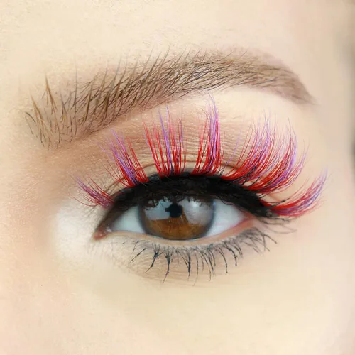 Miniatura 2 de MoxieLash - Ruby Lash - Pestañas magnéticas coloridas de primera calidad - Rojo vivo y morado brillante - Banda de pestañas de 5 imanes - Grande