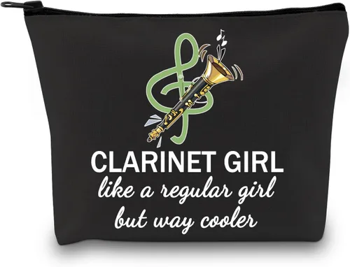 Miniatura 9 de GJTIM Clarinetist Gift - Bolsa de maquillaje con cremallera para jugador de clarinete y amante, Bolso beige