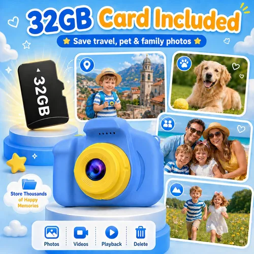Miniatura 5 de Desuccus Cámara para niños, juguetes de Navidad y cumpleaños para niños y niñas, juguetes para niños de 3, 4, 5, 6, 7, 8, 9 años, cámara de video