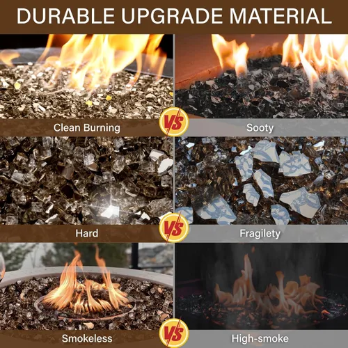 Miniatura 84 de NUPICK Vidrio de Fuego de 5 Libras, Vidrio Brillante para Fogata de 1/2 Pulgada, Roca de Vidrio Templado para Fogata para Propano o Gas Natural