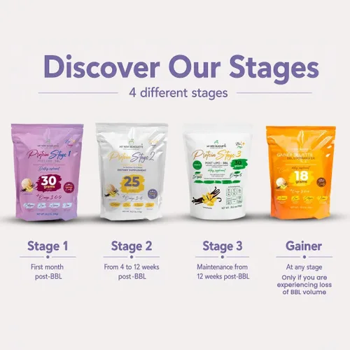 Miniatura 8 de MI NUEVA SILUETA Proteína médica Post BBL Stage 1 My New Silhouette (vainilla) omegas 3, 6, 9 potencializados con treinta gramos de proteína por