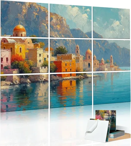 Miniatura 14 de Paquete de 9 paneles acústicos de arte para pared, paneles absorbentes de sonido de 48 x 36 pulgadas, paneles decorativos de amortiguación