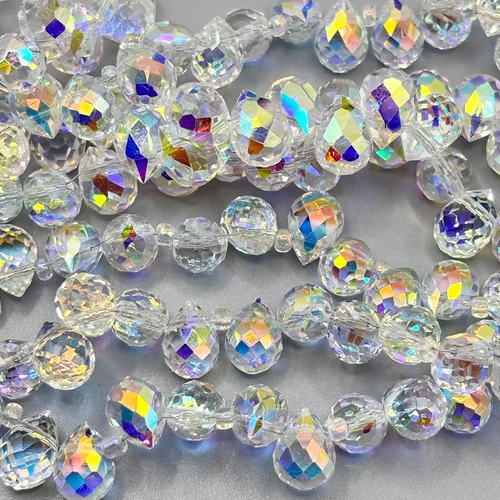 90 cuentas de cristal de lágrima de 0.315 pulgadas (0.315 in), cuentas brillantes para hacer joyas, atrapasoles, candelabros, aretes, collares,