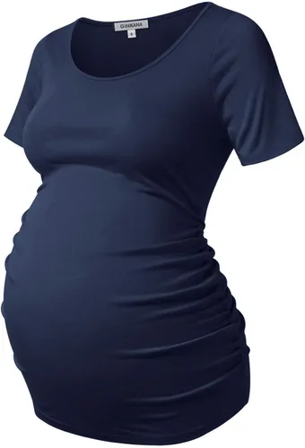 Miniatura 8 de GINKANA Blusas de maternidad de manga corta, diseño floral, fruncido, casual, para mamá, para embarazo