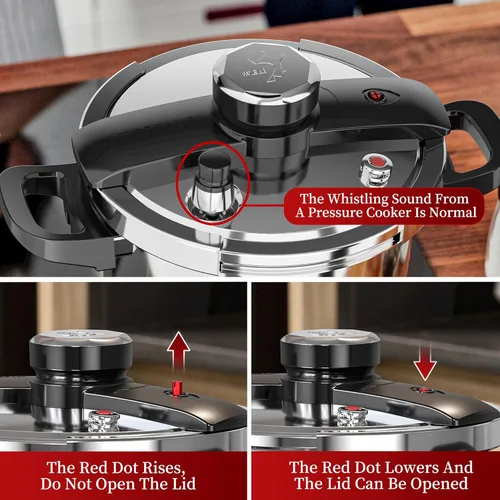 Miniatura 7 de TIBORANG Olla de Presión de Acero Inoxidable de 8.5 QT, [Multi-Cocina para Estufa de Gas e Inducción] [Ahorra 70% del Tiempo de Cocinado]