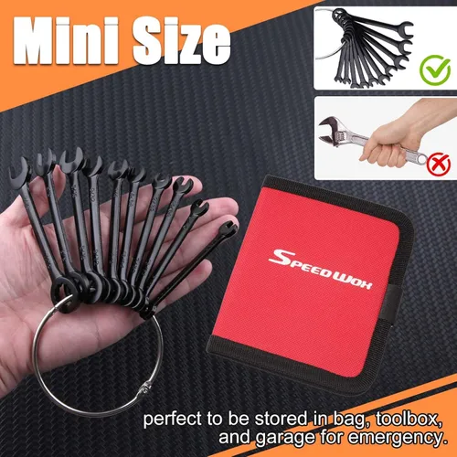 Miniatura 4 de SPEEDWOX Bolsa Organizadora de Herramientas de Llave de 10 Bolsillos, Bolsa de Almacenamiento de Herramientas para Mini Llaves, SAE 5/32-7/16