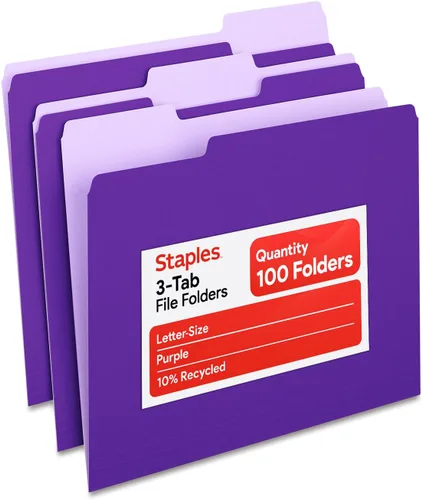 Miniatura 17 de Staples Carpetas de archivos, tamaño carta, pestañas superiores de corte 1/3, azul, papel duradero de 10.5 puntos, paquete de 100