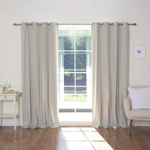 Miniatura 9 de Best Home Fashion ZeroLight - Cortinas opacas térmicas con ojales texturizados, 100 % de lino, color gris oscuro, 52 pulgadas de ancho x 63 pulgadas