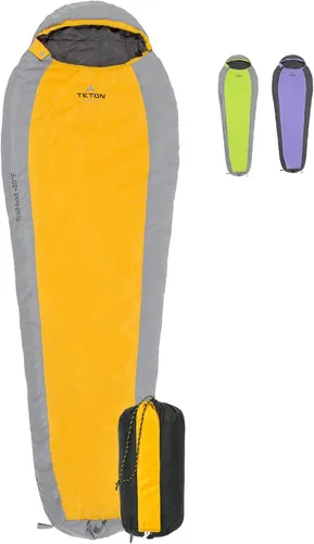 Miniatura 17 de Saco de Dormir Teton 20F y 5F; Saco de Dormir Ultraligero y Cálido para Momia para Adultos y Niños, Acampada, Mochilero, Senderismo Rojo doble