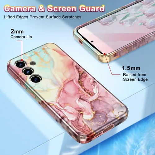 Miniatura 4 de Btscase para Samsung Galaxy S25, [Probado contra caídas de grado militar] Funda protectora de diseño de patrón de mármol, resistente, delgada