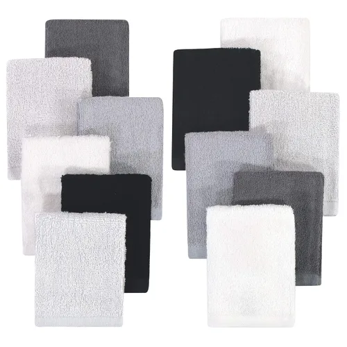 Hudson Baby Toallas tejidas de rayón unisex para bebé, 12 unidades, color blanco y negro, talla única Negro Blanco
