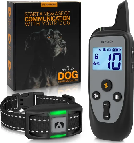 Miniatura 10 de INVIROX Collar de entrenamiento para perros grandes X2 [Edición 2026] 123 niveles de collares E para perros con rango de 1100 yardas, 100%