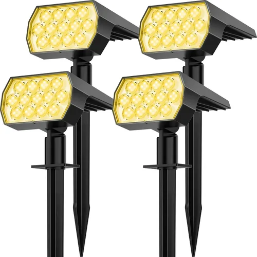 Miniatura 20 de Focos solares para exteriores, cambio de color, 7 modos/14 luces LED solares para exteriores, impermeables, RGB multicolor, luces solares
