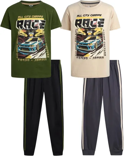Pro Athlete Conjunto de traje deportivo para niños, 4 piezas, manga corta, cuello redondo, camiseta deportiva y pantalones deportivos de tricot