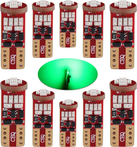 10 bombillas LED 194 168 W5W LL 2825 2827 175, licencia verde, mapa interior, cúpula, cortesía, luces de puerta paso 161 2821 12V Super Bright T10