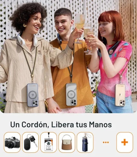 Miniatura 8 de TORRAS Correa cruzada para teléfono con 2 pestañas para teléfono, correa ajustable antirrobo para iPhone 17 Pro Max, hebillas de metal premium