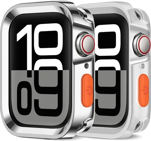 Miniatura 23 de Amizee Paquete de 2 fundas resistentes compatibles con Apple Watch Series 9/8/7 de 1.772 pulgadas, SE 3/2/1 Series 6/5/4 de 1.732 pulgadas, TPU
