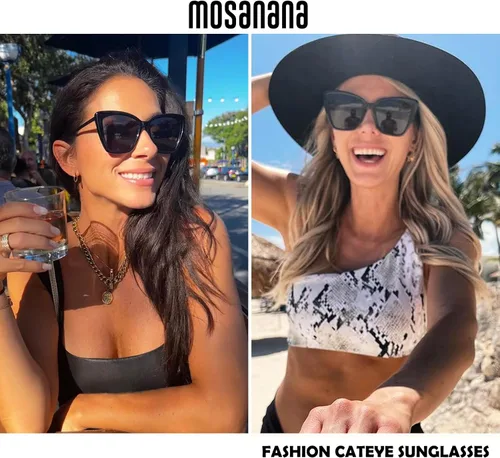 Miniatura 3 de mosanana Gafas de sol de ojo de gato de gran tamaño para mujer, estilo moderno MS52028